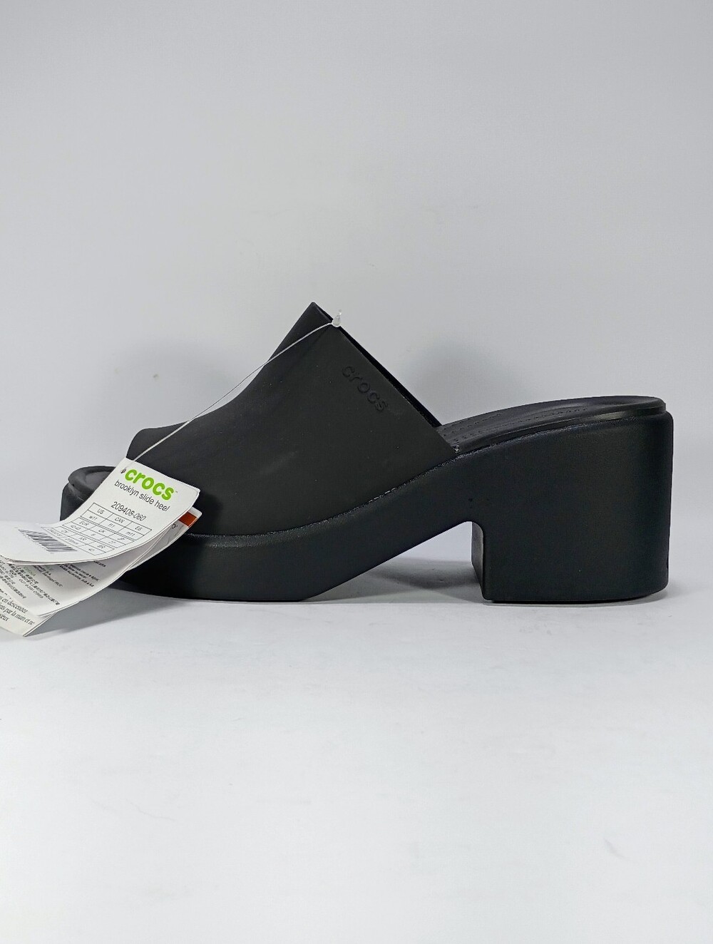 Crocs Brooklyn Slide Heel Womens 11 Black Slip On Block Heel Platform Sandals